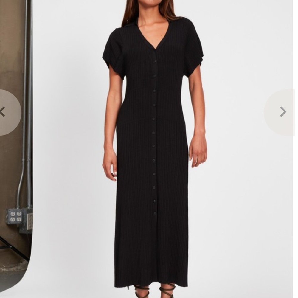 Rag & Bone Ribbed Black Midi Dress